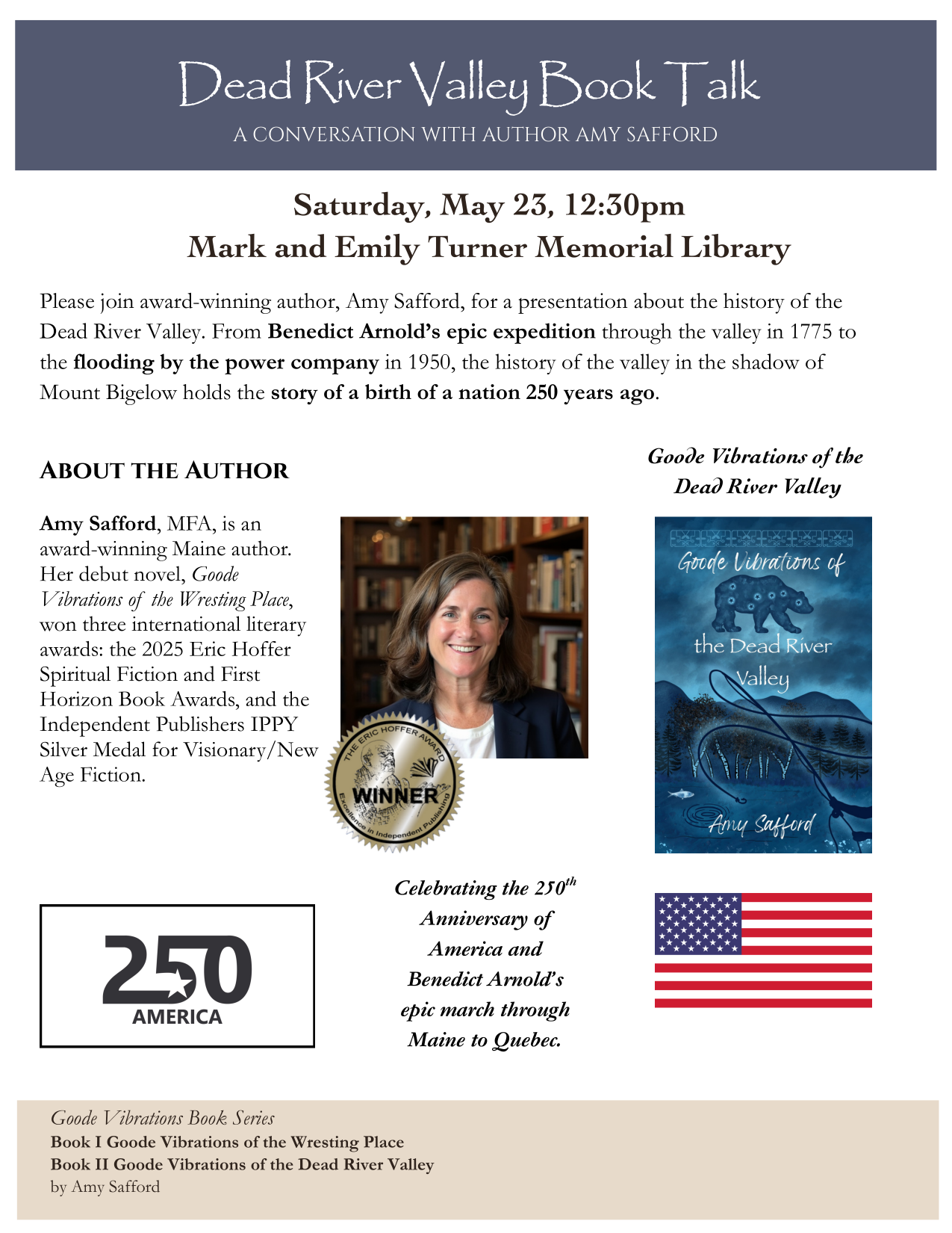 Dead River Valley Book Talk FLYER Amy Safford 2026 1